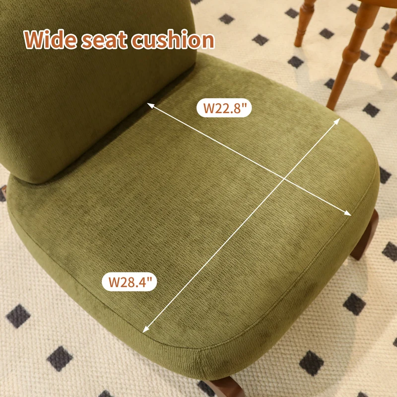 Fauteuil en velours vert olive, pieds en bois massif 86,9x72,1x69,9cm FLAREMEK