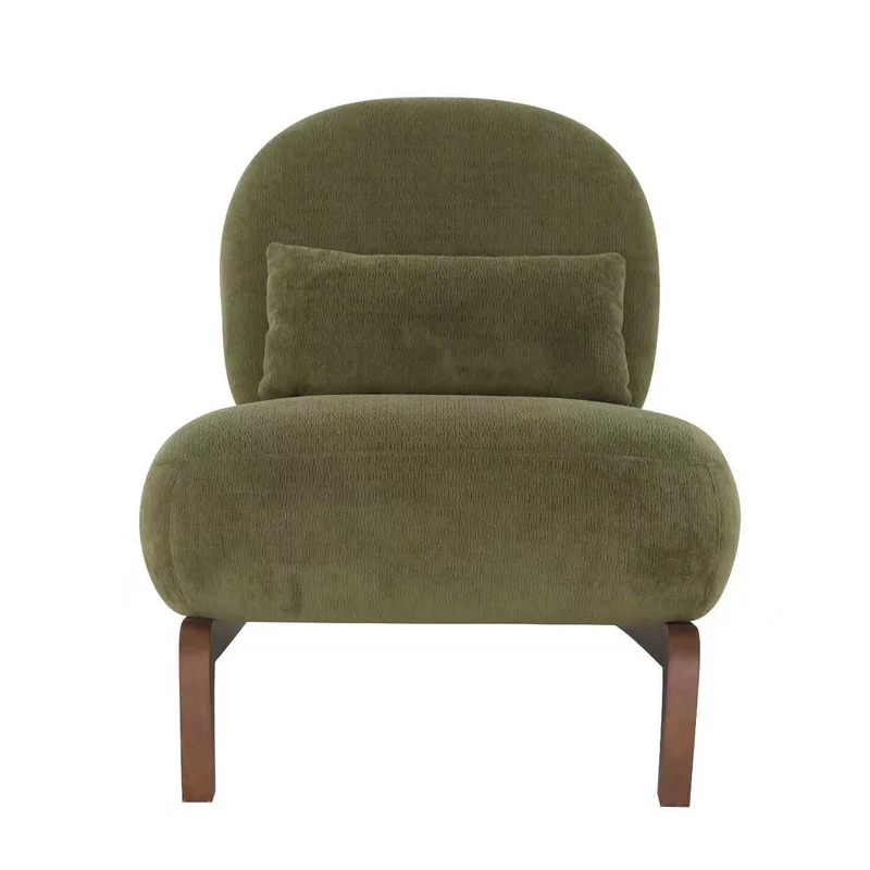 Fauteuil en velours vert olive, pieds en bois massif 86,9x72,1x69,9cm FLAREMEK