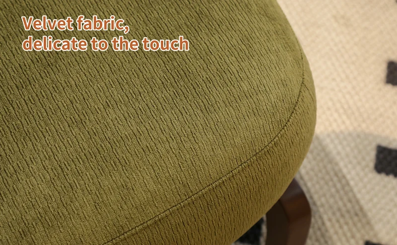 Fauteuil en velours vert olive, pieds en bois massif 86,9x72,1x69,9cm FLAREMEK