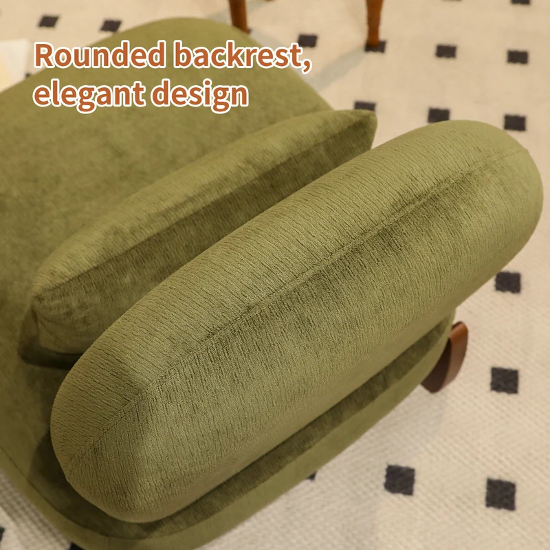 Fauteuil en velours vert olive, pieds en bois massif 86,9x72,1x69,9cm FLAREMEK