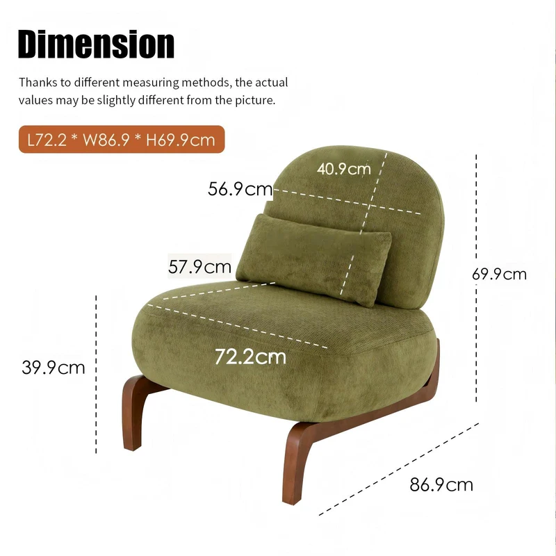 Fauteuil en velours vert olive, pieds en bois massif 86,9x72,1x69,9cm FLAREMEK