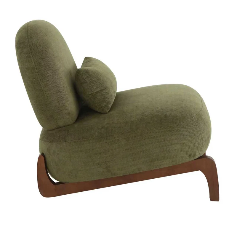 Fauteuil en velours vert olive, pieds en bois massif 86,9x72,1x69,9cm FLAREMEK