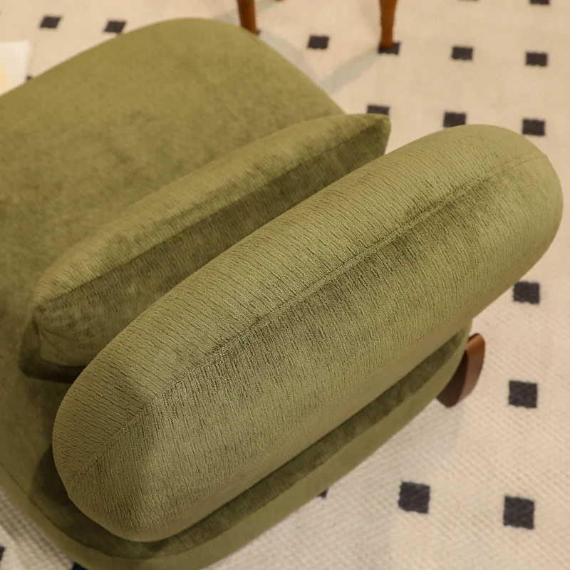 Fauteuil en velours vert olive, pieds en bois massif 86,9x72,1x69,9cm FLAREMEK
