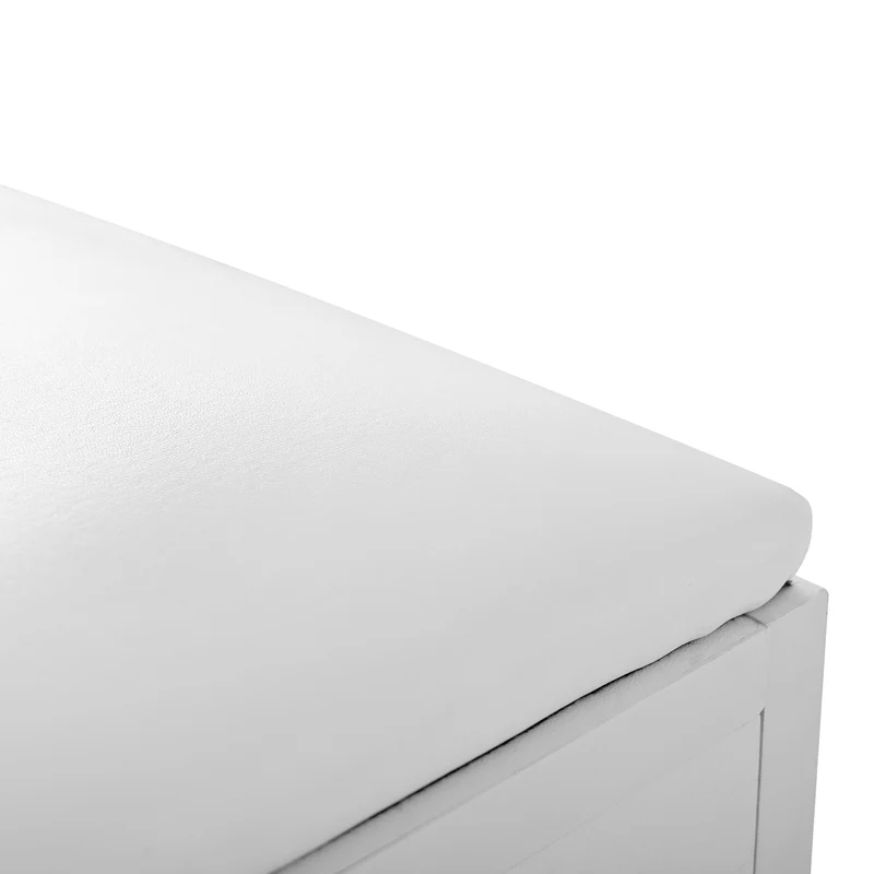 Coiffeuse grande taille blanc avec miroir LED réglable, tabouret, 1 tiroir et 2 portes 110x40x132cm MOMENTUMCLARITY