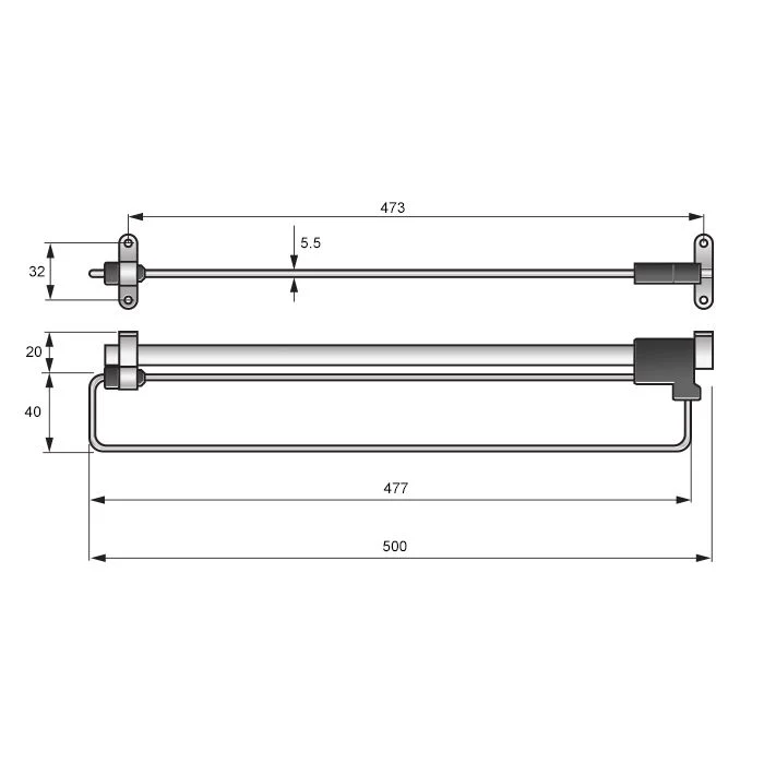 Porte cintres coulissant 500mm - Chrome
