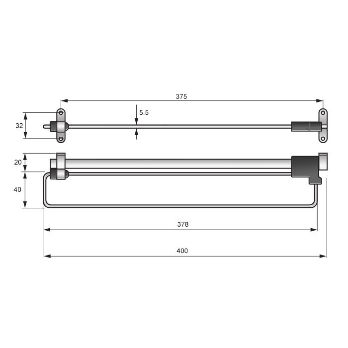 Porte cintres coulissant 400mm - Chrome