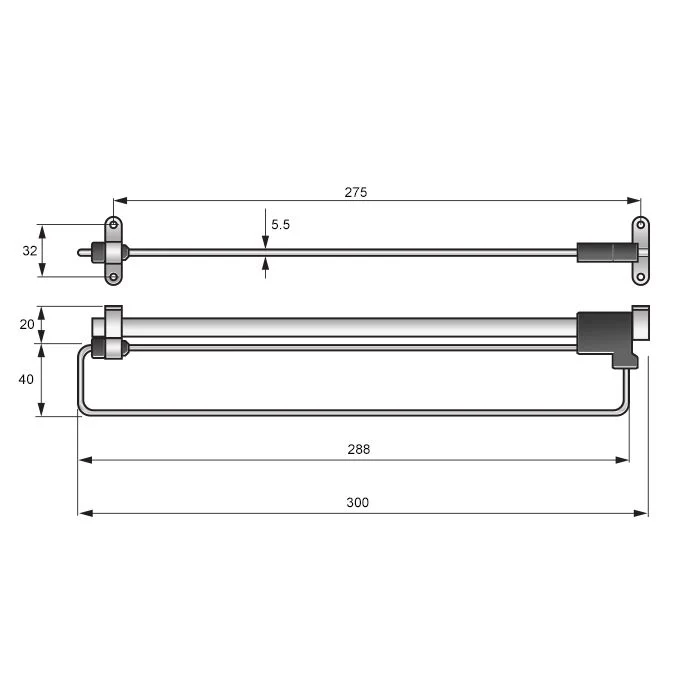 Porte cintres coulissant 300mm - Chrome