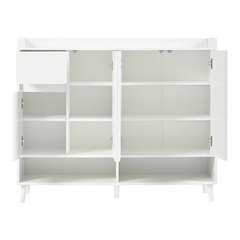 Buffet moderne blanc 4 portes 1 tiroir 120x99x35cm MERIDIANNOVA