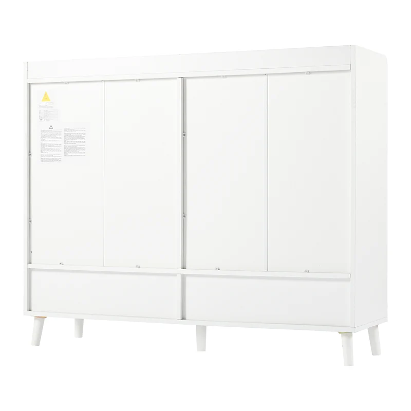 Buffet moderne blanc 4 portes 1 tiroir 120x99x35cm MERIDIANNOVA