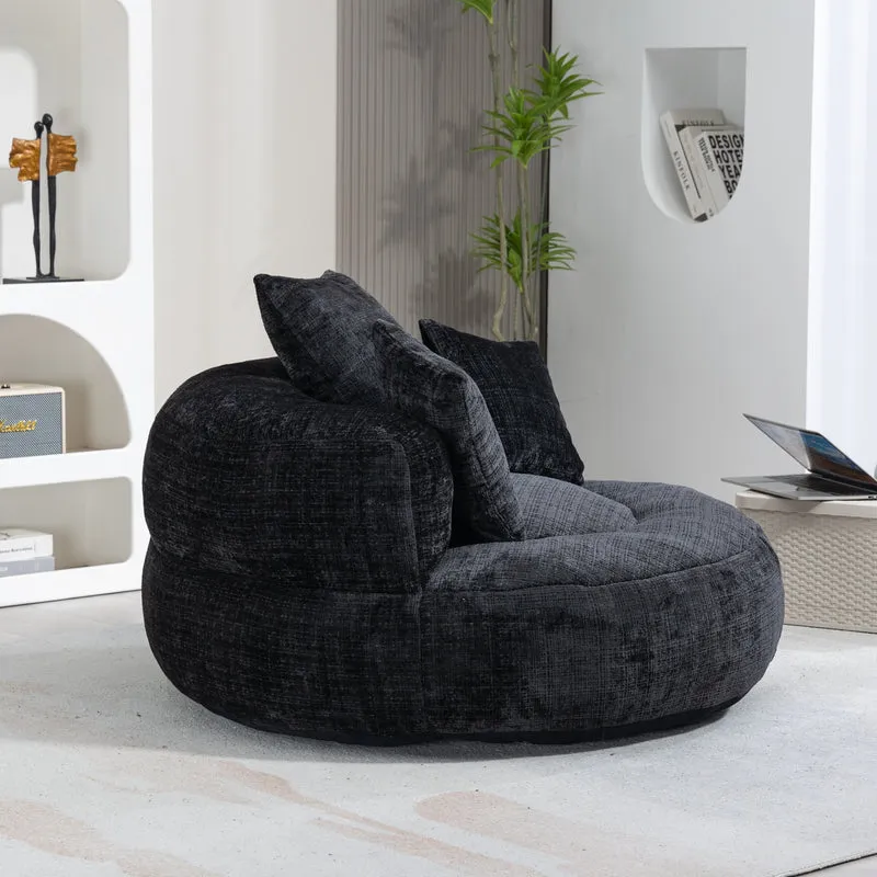 Canapé chauffeuse fauteuil rond en velours chenille noir fauteuil lounge Lazy Sofa FLARENYX