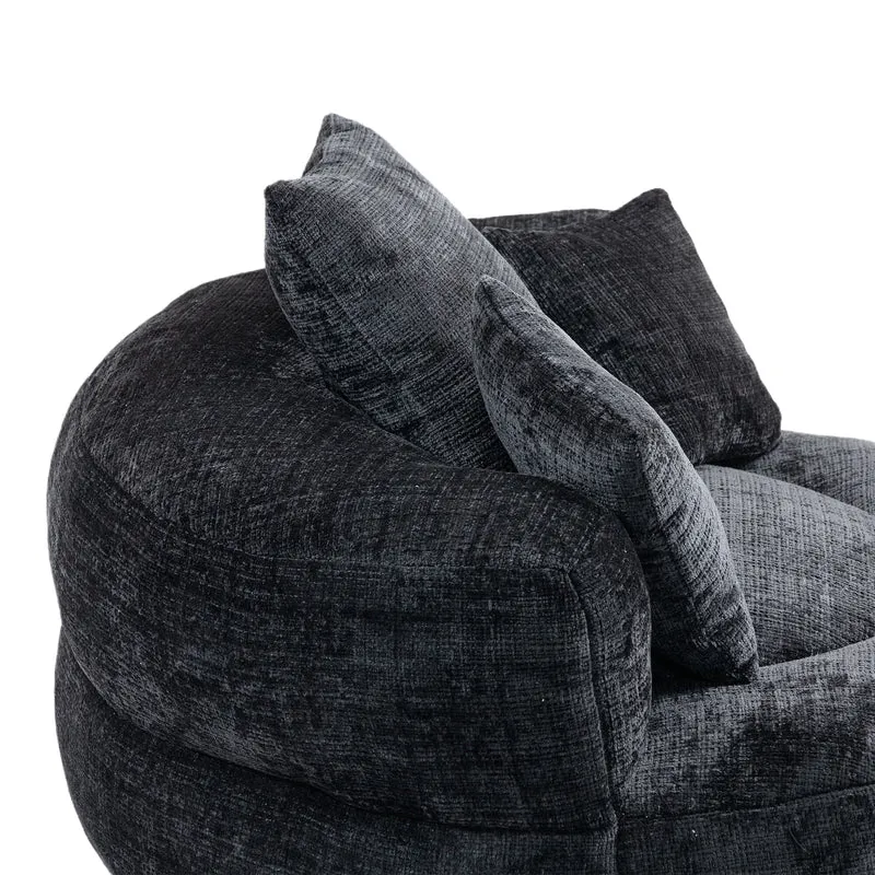 Canapé chauffeuse fauteuil rond en velours chenille noir fauteuil lounge Lazy Sofa FLARENYX