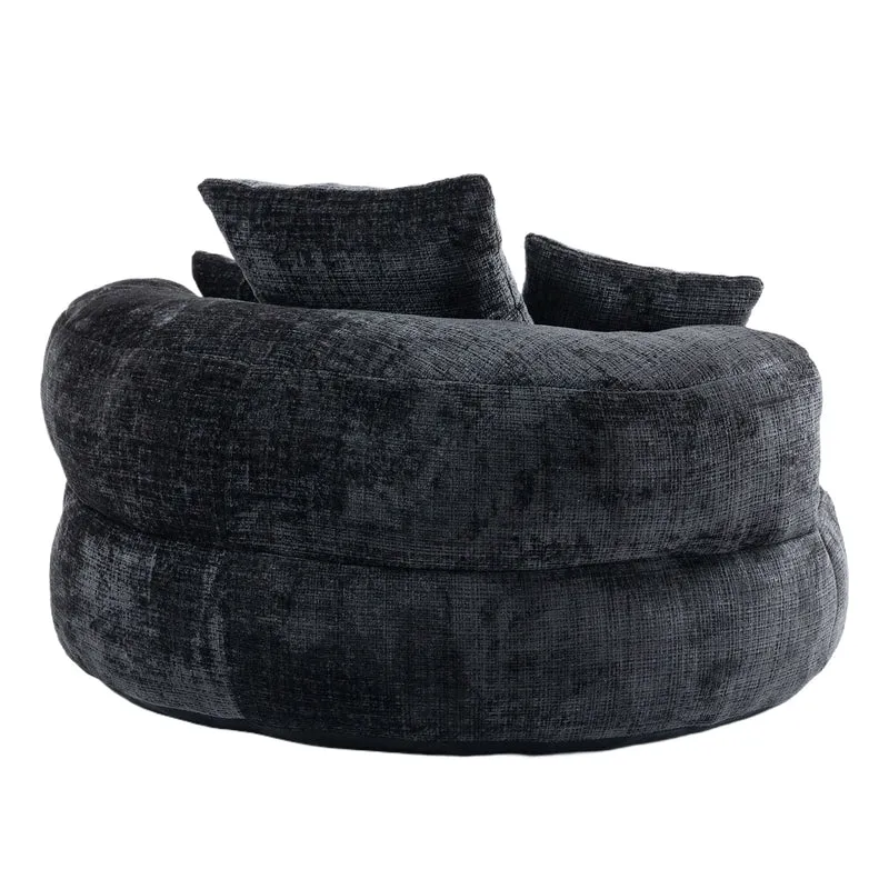 Canapé chauffeuse fauteuil rond en velours chenille noir fauteuil lounge Lazy Sofa FLARENYX