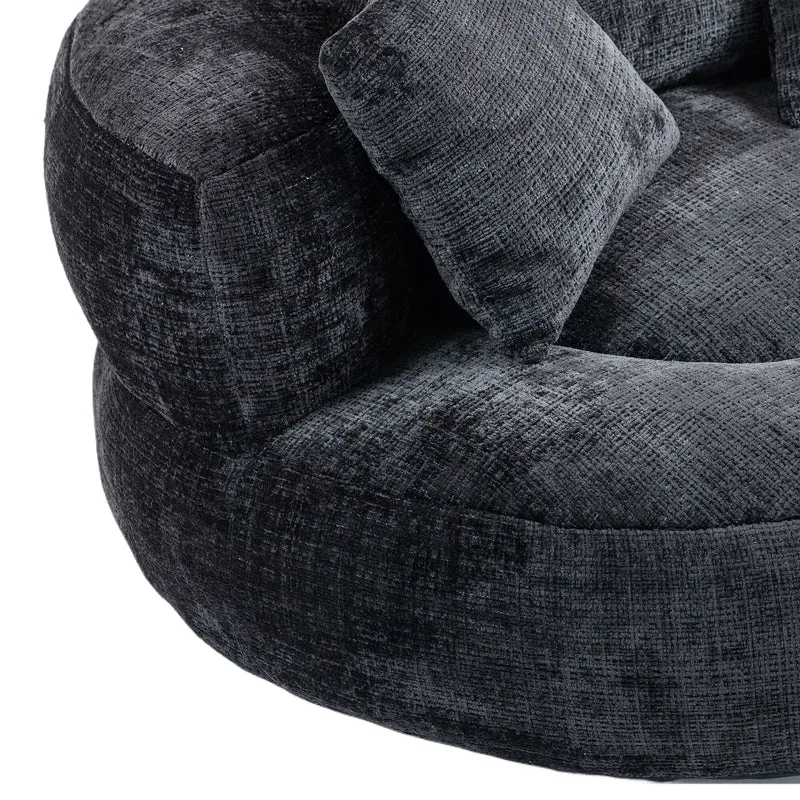 Canapé chauffeuse fauteuil rond en velours chenille noir fauteuil lounge Lazy Sofa FLARENYX