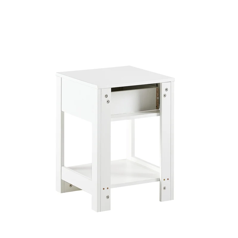 Table de chevet blanche tiroir en rotin 40x40x55cm FLARETERRA