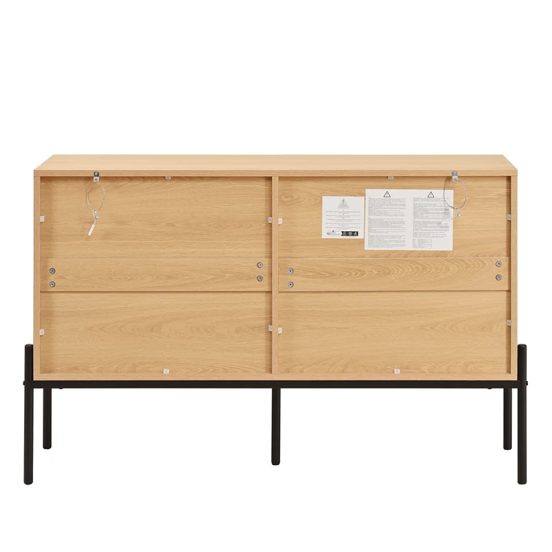 Buffet effet bois naturel géométrique 3D, 6 tiroirs 115,5x38x75cm CASCADEDYNE