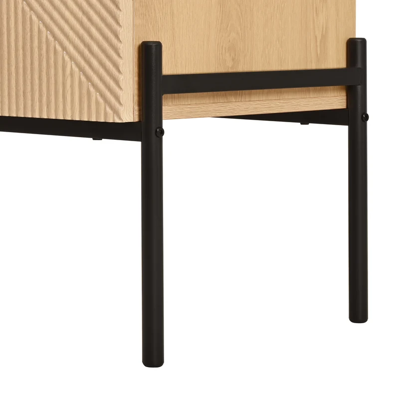 Buffet effet bois naturel géométrique 3D, 6 tiroirs 115,5x38x75cm CASCADEDYNE
