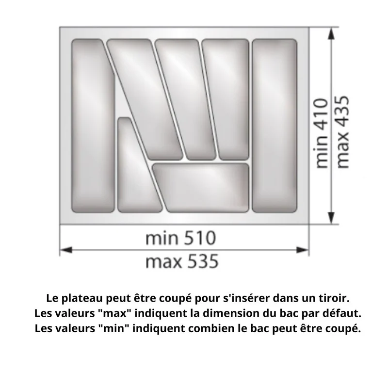 Range-couverts pour tiroir, largeur du meuble: 600 mm, profondeur: 430 mm - Blanc