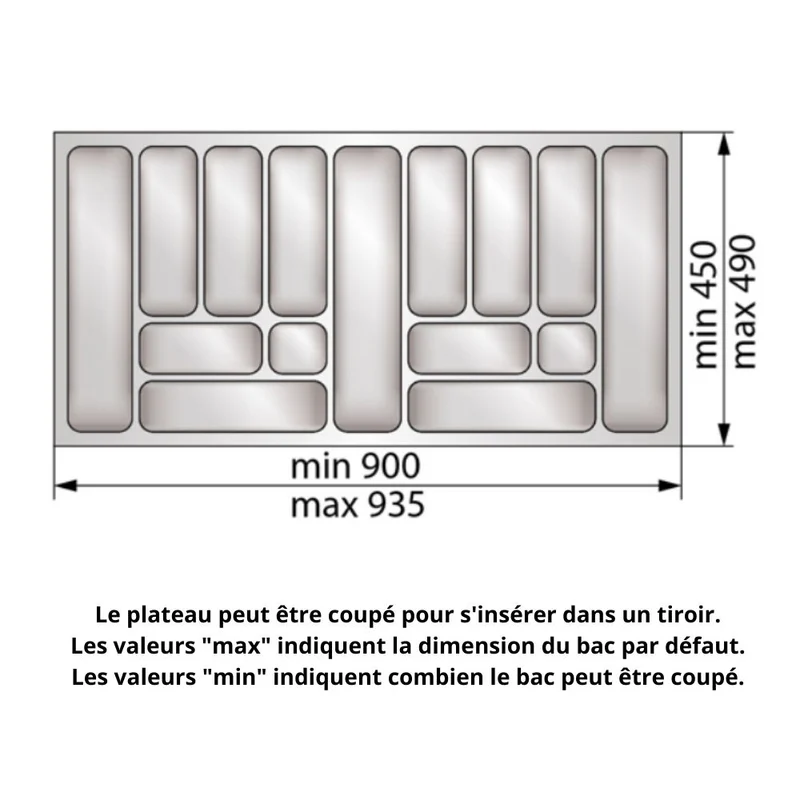 Range-couverts pour tiroir, largeur du meuble: 1000 mm, profondeur: 490 mm - Blanc