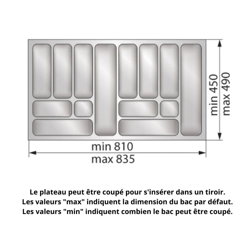 Range-couverts pour tiroir, largeur du meuble: 900 mm, profondeur: 490 mm - Blanc