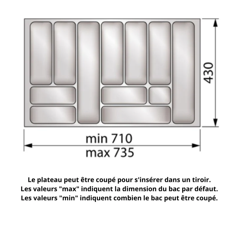 Range-couverts pour tiroir, largeur du meuble: 800 mm, profondeur: 490 mm - Blanc