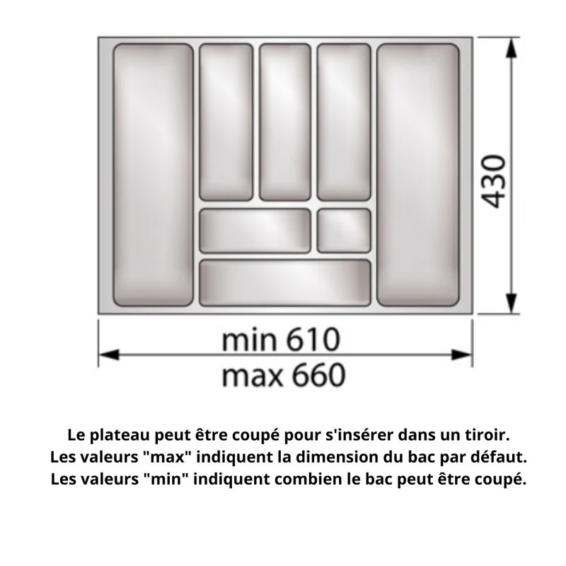 Range-couverts pour tiroir, largeur du meuble: 700 mm, profondeur: 490 mm - Blanc