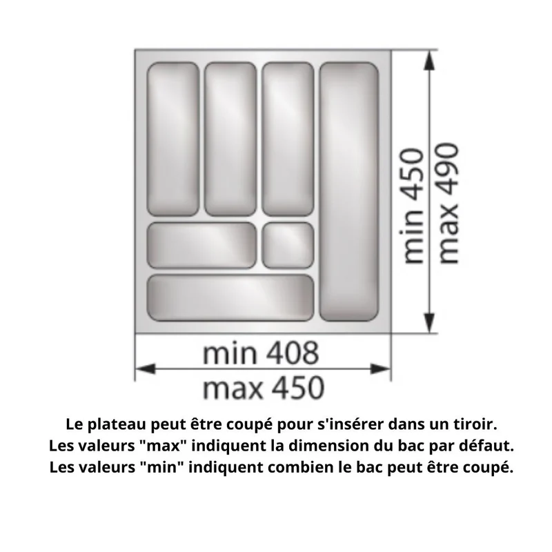 Range-couverts pour tiroir, largeur du meuble: 500 mm, profondeur: 490 mm - Blanc