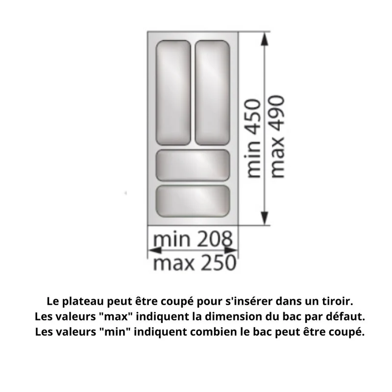 Range-couverts pour tiroir, largeur du meuble: 300 mm, profondeur: 490 mm - Blanc