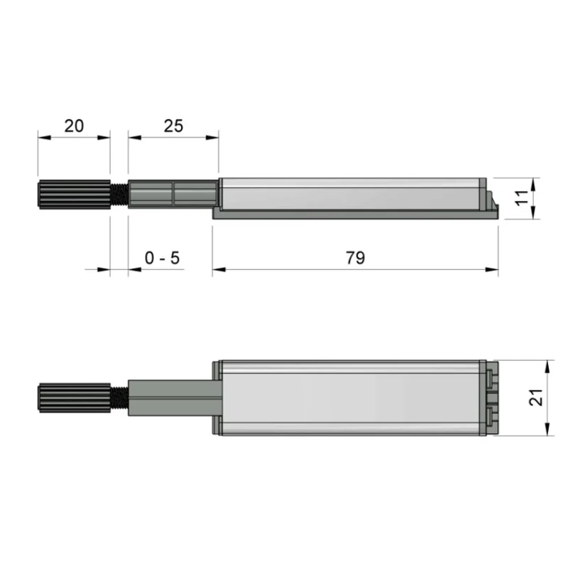 Loqueteau Push to Open - Charnières sans ressort - avec embout magnétique Zinc/Gris