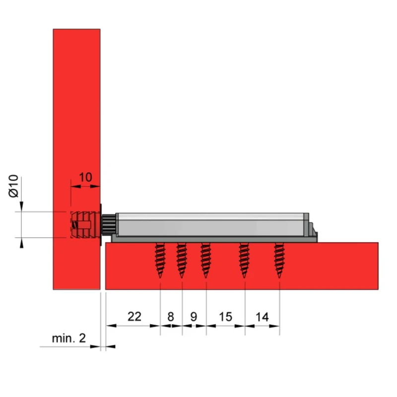 Loqueteau Push to Open - Charnières sans ressort - avec embout magnétique Zinc/Gris