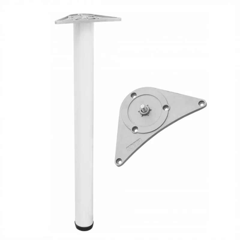 Pied de meuble réglable 710mm, plaque de montage ZnAl - Blanc