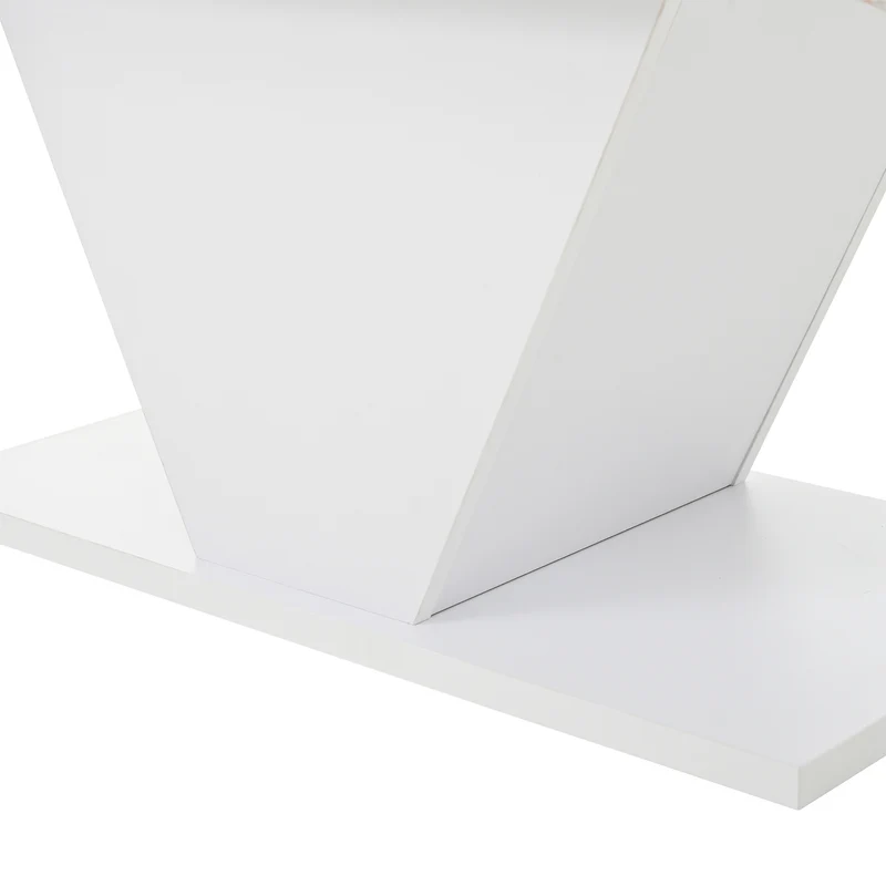 Table basse blanche brillante forme V avec éclairage LED100x50cm OVERWINTER