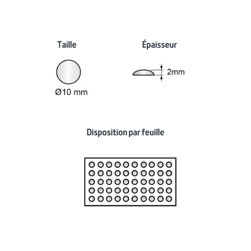 Pastille autocollante ronde transparente 10x2mm
