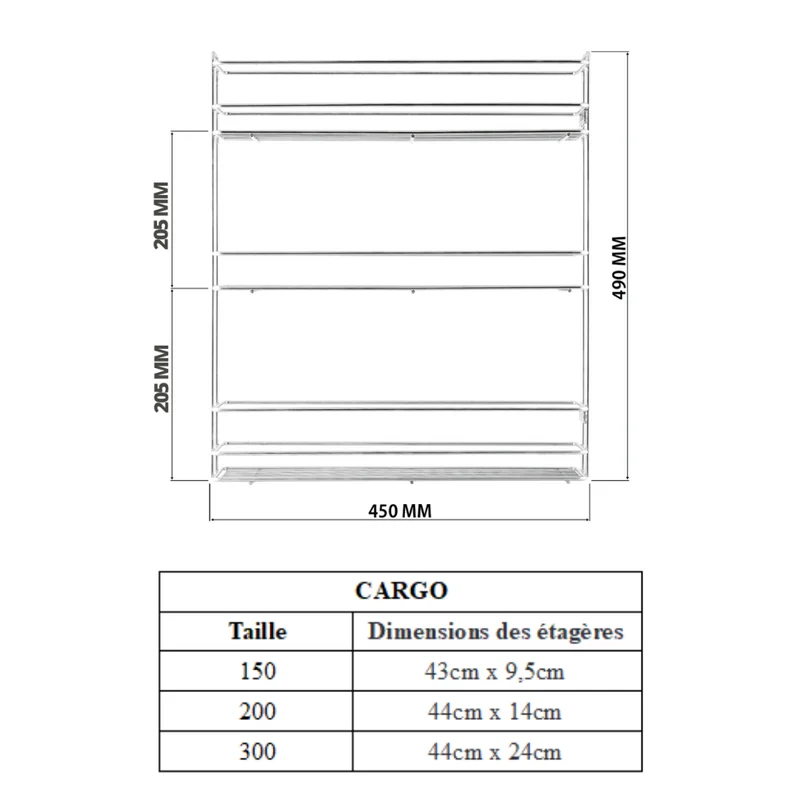Rangement coulissant de 20 cm à fermeture latérale silencieuse - 3 paniers - Chrome