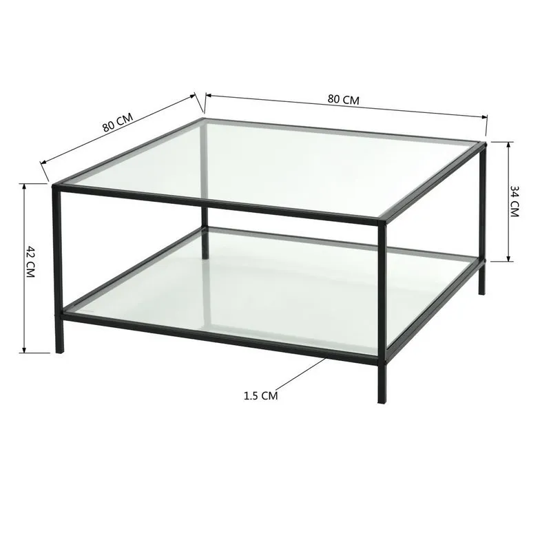 Table basse salon en verre et en métal noir HUDD LMKZ
