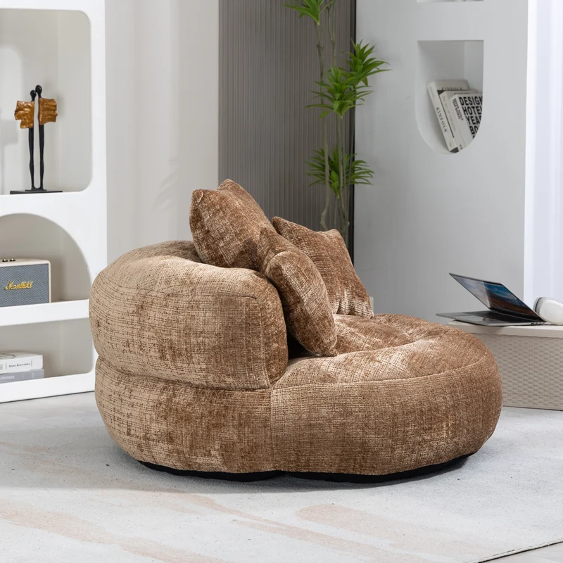 Canapé chauffeuse fauteuil rond en velours chenille marron fauteuil lounge LOGOGRAM