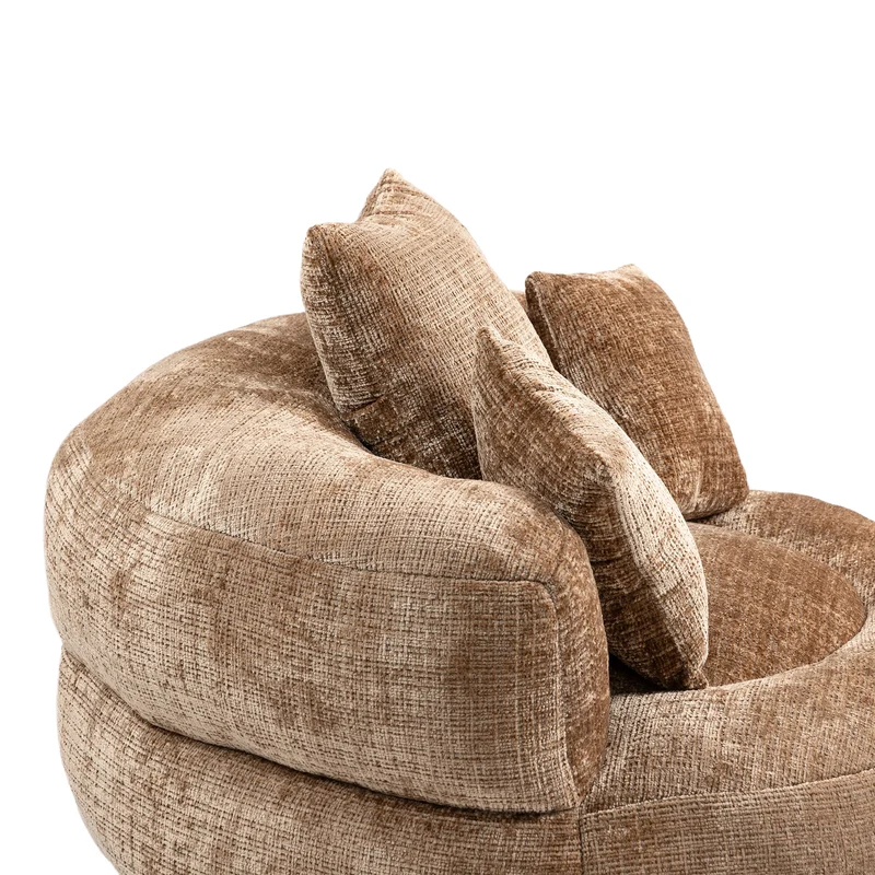 Canapé chauffeuse fauteuil rond en velours chenille marron fauteuil lounge LOGOGRAM