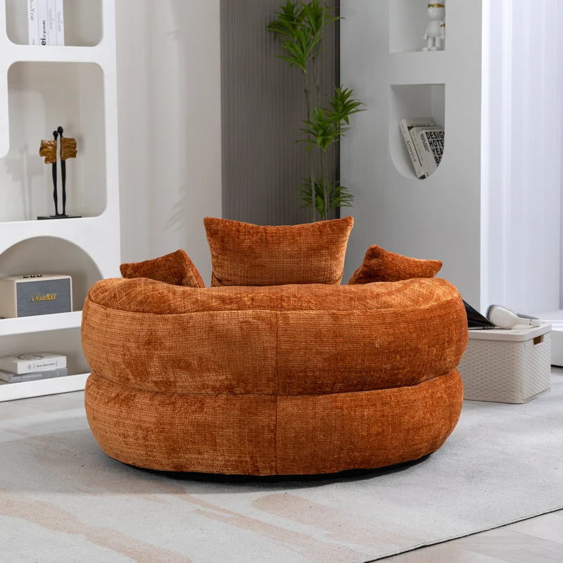Canapé chauffeuse fauteuil rond en velours chenille orange fauteuil lounge RAYWING