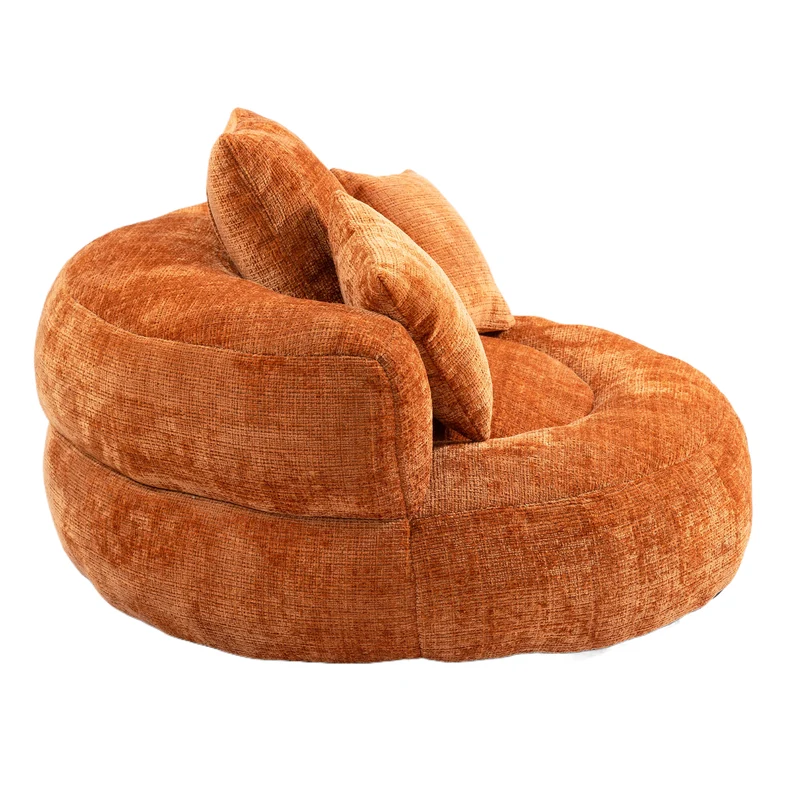 Canapé chauffeuse fauteuil rond en velours chenille orange fauteuil lounge RAYWING