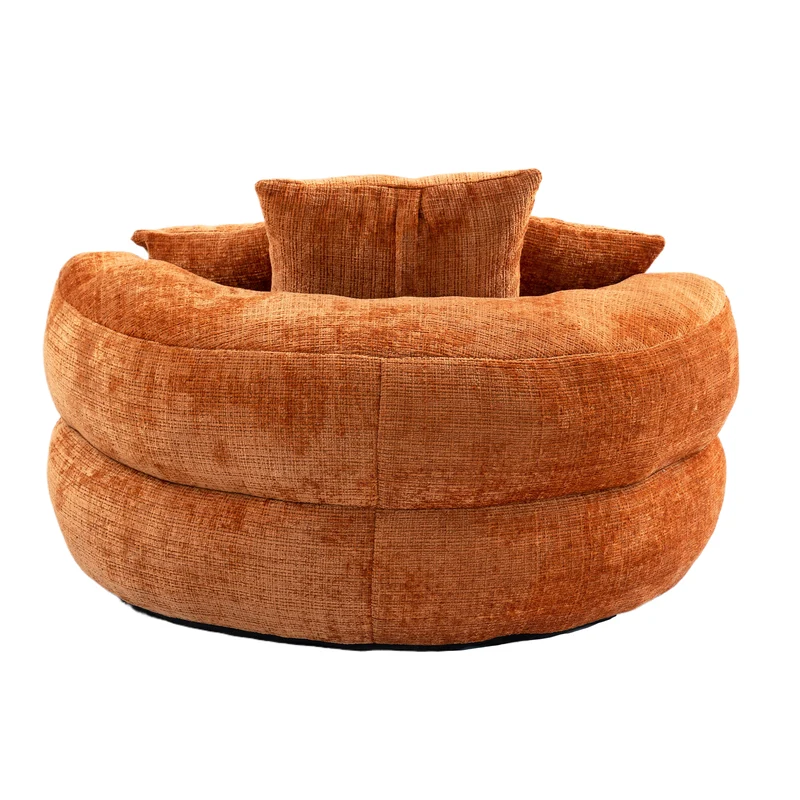 Canapé chauffeuse fauteuil rond en velours chenille orange fauteuil lounge RAYWING