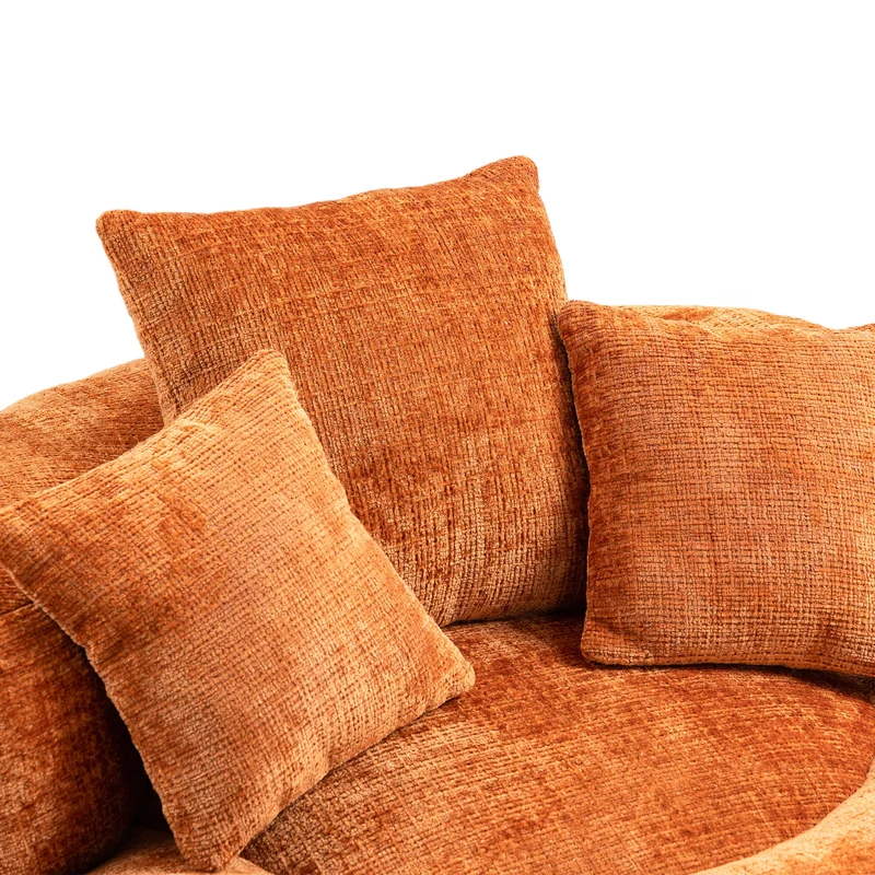 Canapé chauffeuse fauteuil rond en velours chenille orange fauteuil lounge RAYWING