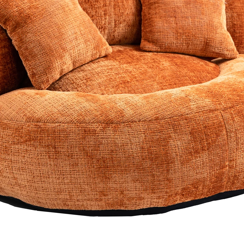 Canapé chauffeuse fauteuil rond en velours chenille orange fauteuil lounge RAYWING