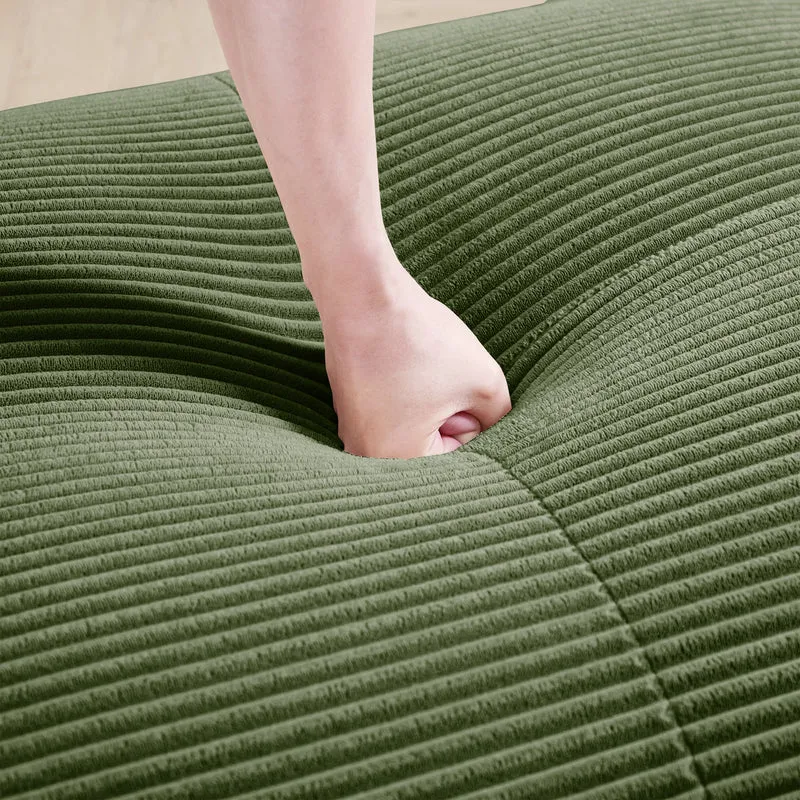 Canapé 2 places loveseat modulable en velours côtelé vert kaki avec accoudoirs courbés, confort premium, sans montage WRINKLECREST