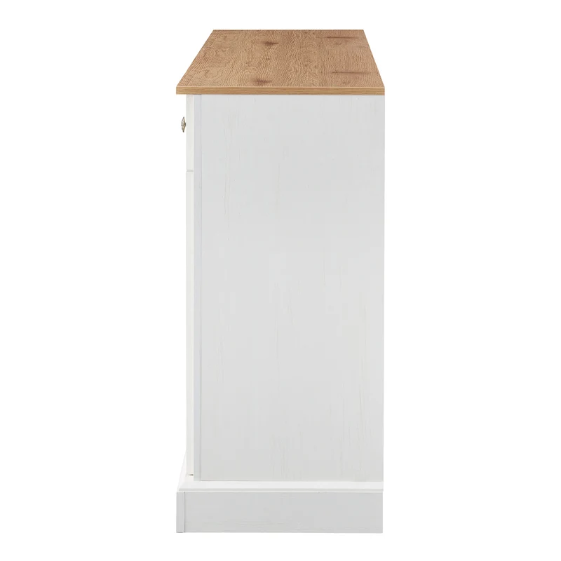 Grand buffet blanc et effet bois 4 portes et 2 tiroirs SULFUR