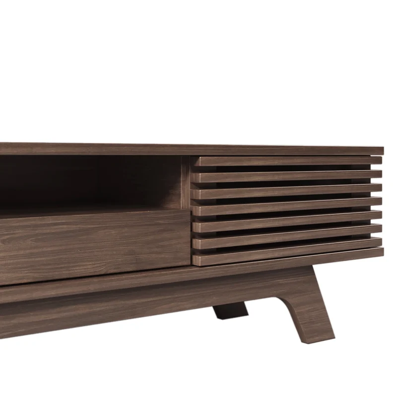 Meuble TV vintage rétro effet bois avec tiroir 2 portes MUQAK