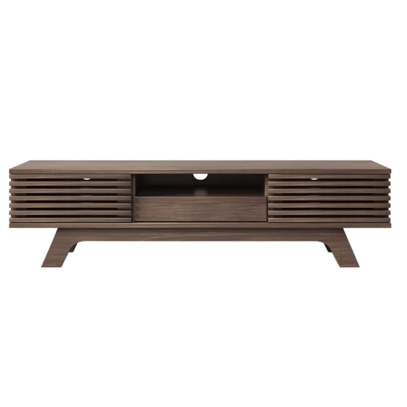 Meuble TV vintage rétro effet bois avec tiroir 2 portes MUQAK