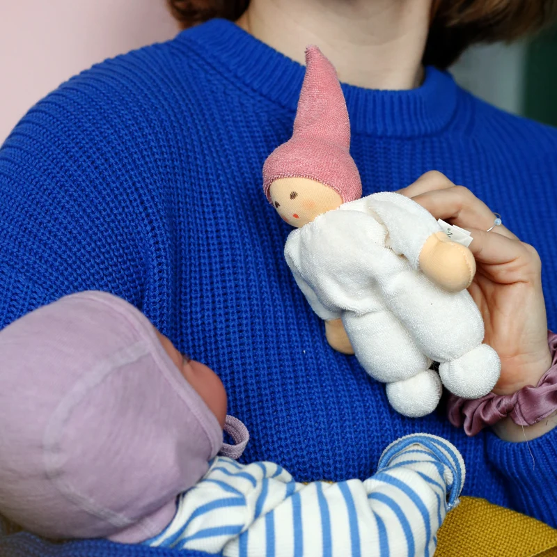 Peluche / hochet biologique | Nucki - Rose