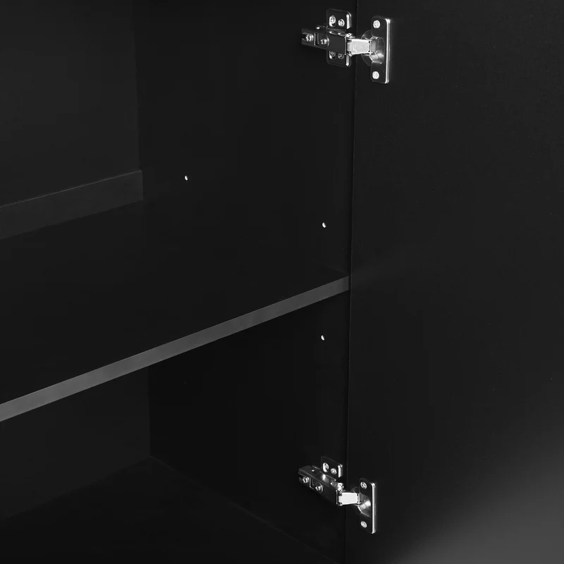 Buffet noir moderne motif en forme de U, porte vitrée 120x40x78,5 cm VIVIDEX
