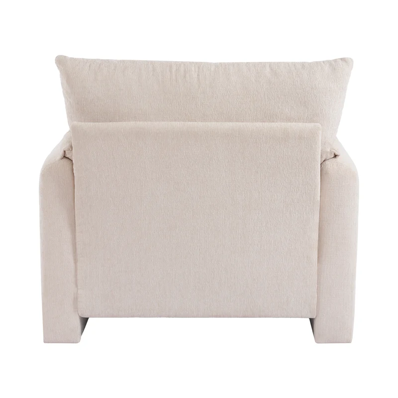 Fauteuil canapé 1 place en tissu chenille beige confortable 96x82x84cm COBALTEX