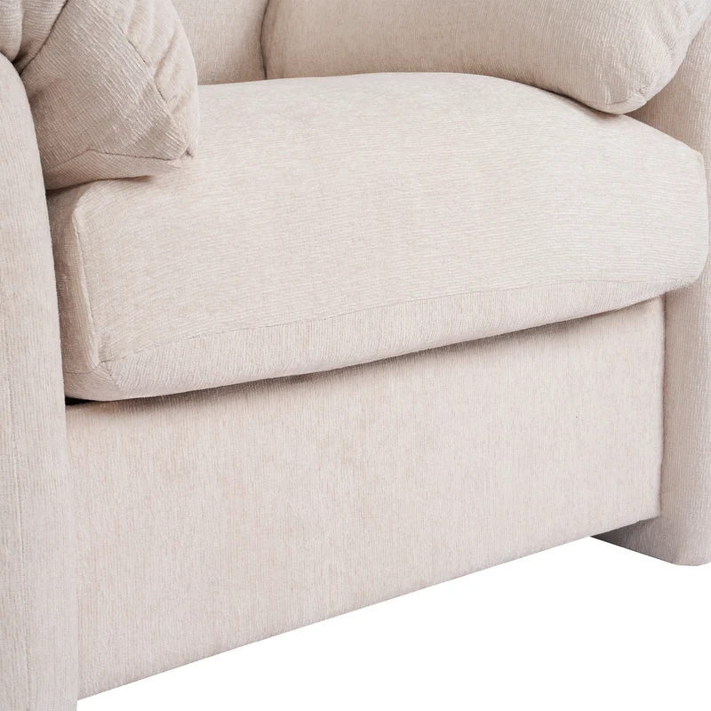 Fauteuil canapé 1 place en tissu chenille beige confortable 96x82x84cm COBALTEX