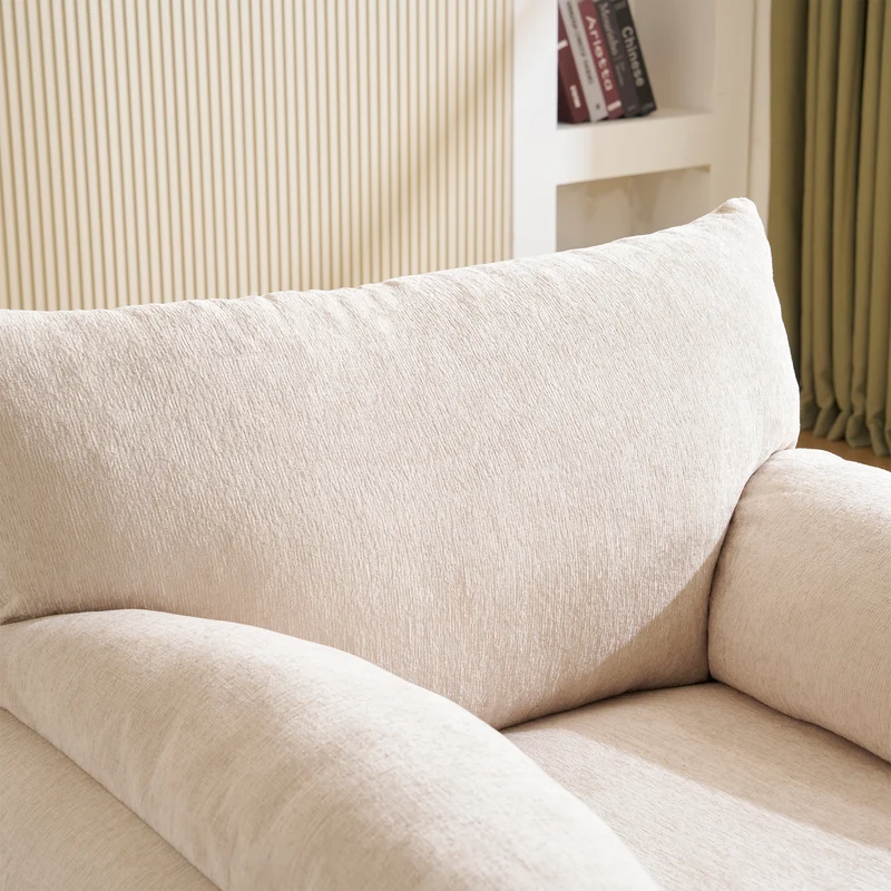 Fauteuil canapé 1 place en tissu chenille beige confortable 96x82x84cm COBALTEX